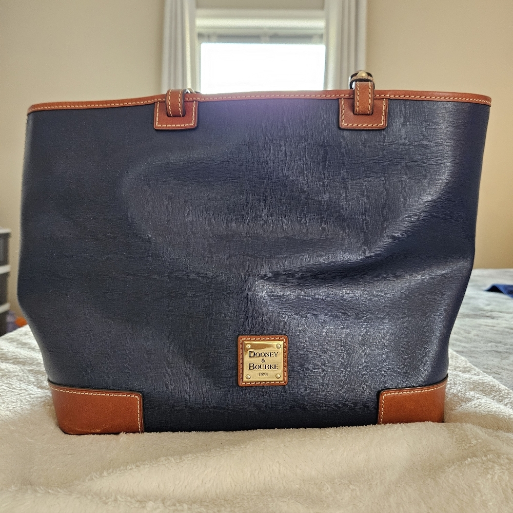 Dooney & Bourke Navy and Brown Tote Bag
